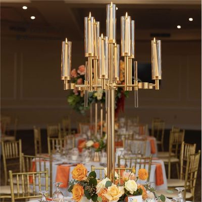 13 Arm Branch Glasses Metal Gold Candelabra Wedding Metal And Crystal Candelabra Candle Holder