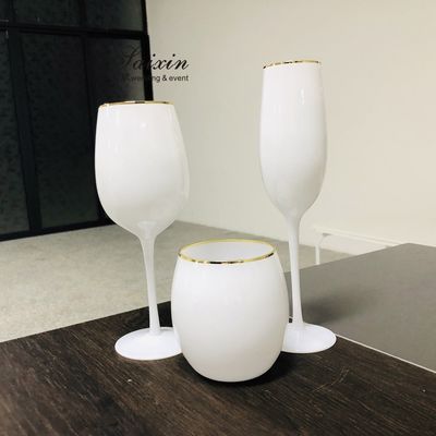 ZT-G004 new wedding tableware favors white colored water wine champagne glass set