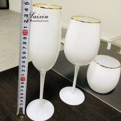 ZT-G004 new wedding tableware favors white colored water wine champagne glass set