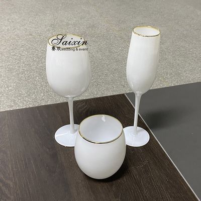 ZT-G004 new wedding tableware favors white colored water wine champagne glass set