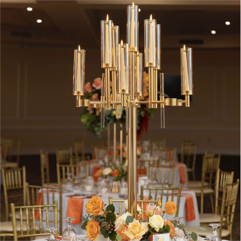 13 Arm Branch Glasses Metal Gold Candelabra Wedding Metal And Crystal Candelabra Candle Holder