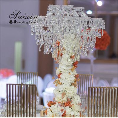 Décoration de table de luxe 18 bras lustres en cristal plein lustre pour les pièces centrales de mariage