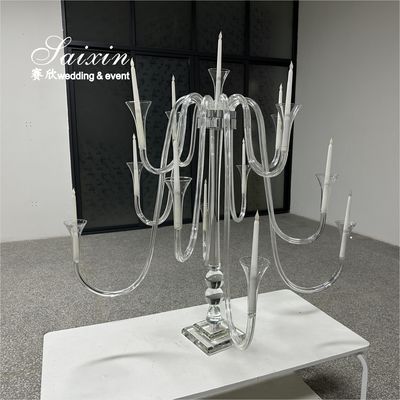 Centre d'appartement de mariage de luxe Cristal verre grand porte-bougie pour la décoration de table