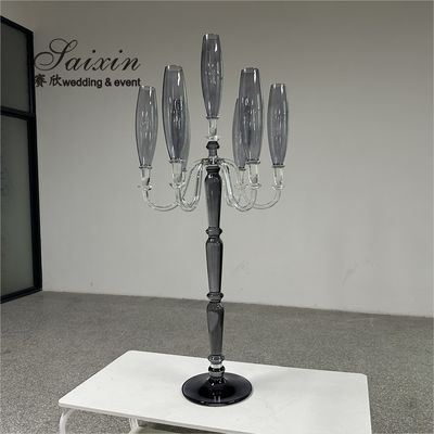 ZT-593B Saixin grand 7 bras chandelier de cristal chic gris fumée de couleur pour les pièces centrales de mariage